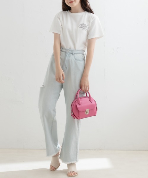 OLIVE des OLIVE（オリーブデオリーブ）の「オーガンジーリボン付Ｔシャツ（Tシャツ/カットソー・レディース・ブラック/オフホワイト/サックスブルー・FREE）」の15枚目の写真