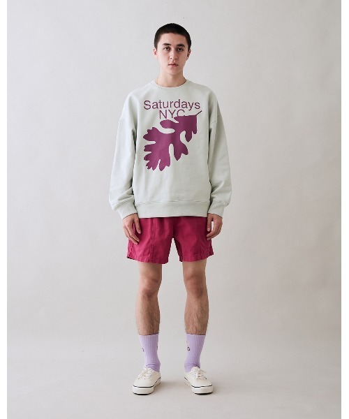 Saturdays NYC（サタデーズ ニューヨークシティ ）の「Mario Cotton Gym Short（その他パンツ・メンズ・パープル/オフホワイト・X-SMALL/S/M/L/XL）」の6枚目の写真