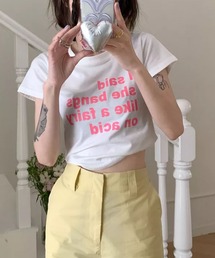 ガーリーロゴショート丈Tシャツ