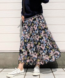 Q | フラワープリーツスカート(スカート)