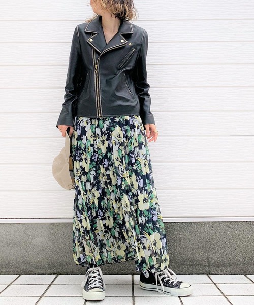 Q（キュー）の「フラワープリーツスカート（スカート・レディース・ブラック系その他/ブルー系その他・MEDIUM）」の8枚目の写真