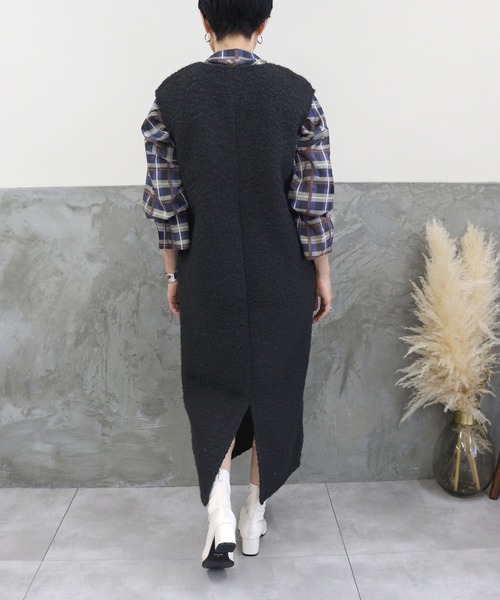 DONOBAN（ドノバン）の「フェイクウールVネックワンピース（ワンピース・レディース・グレー系その他/ブラック/カーキ・F）」の5枚目の写真