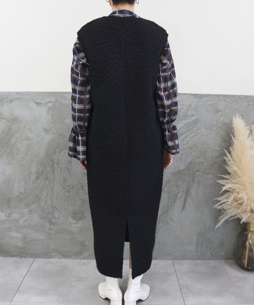 DONOBAN（ドノバン）の「フェイクウールVネックワンピース（ワンピース・レディース・グレー系その他/ブラック/カーキ・F）」の15枚目の写真