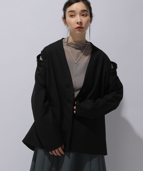 HARE（ハレ）の「2WAYノーカラージャケット＊ベスト（HARE)（ノーカラージャケット・レディース・チャコールグレー/ブラック・FREE）」の12枚目の写真