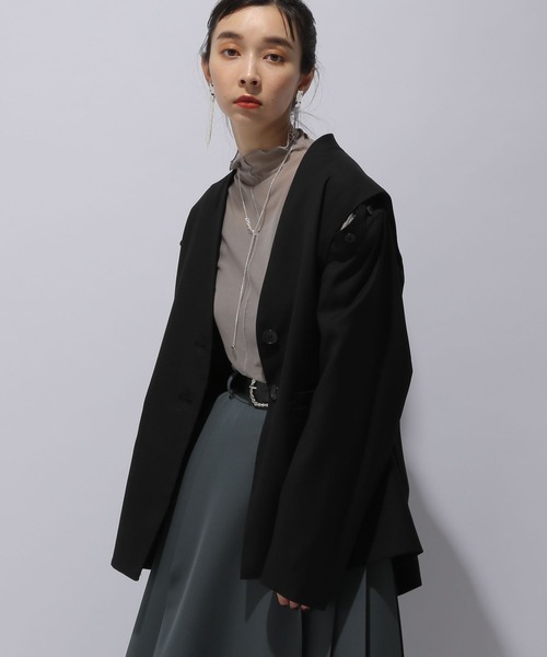 HARE（ハレ）の「2WAYノーカラージャケット＊ベスト（HARE)（ノーカラージャケット・レディース・チャコールグレー/ブラック・FREE）」の17枚目の写真