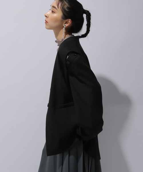HARE（ハレ）の「2WAYノーカラージャケット＊ベスト（HARE)（ノーカラージャケット・レディース・チャコールグレー/ブラック・FREE）」の18枚目の写真