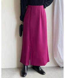 サイドスリット入りポンチロングナロースカート
