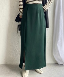 サイドスリット入りポンチロングナロースカート