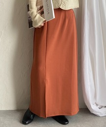 サイドスリット入りポンチロングナロースカート