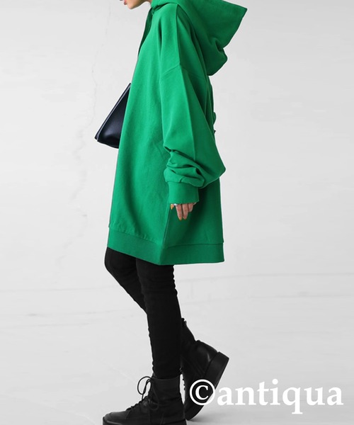 antiqua（アンティカ）の「ビッグサイズロングスリーブパーカー（パーカー・レディース・ブラック/ブルー/レッド/杢グレー/グリーン・L/XL/M/L）」の17枚目の写真