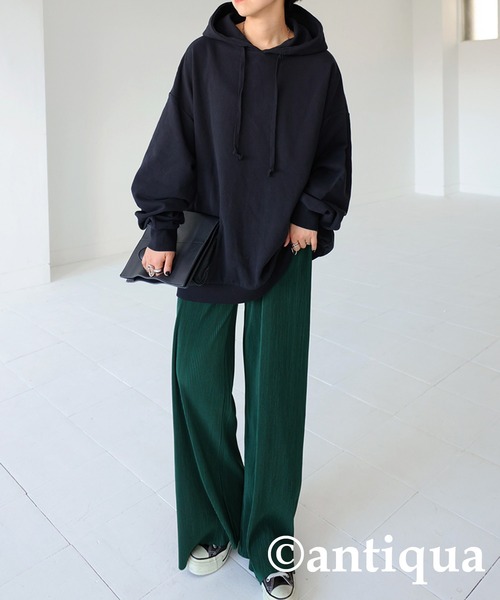 antiqua（アンティカ）の「ビッグサイズロングスリーブパーカー（パーカー・レディース・ブラック/ブルー/レッド/杢グレー/グリーン・L/XL/M/L）」の10枚目の写真