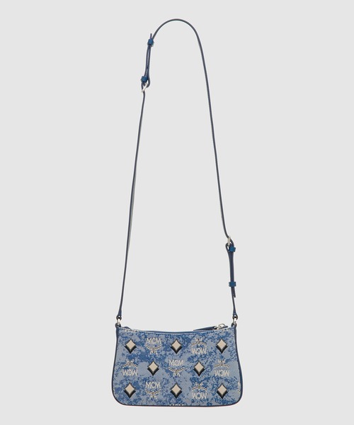 エムシーエム MCM バッグ ショルダーバッグ ナイロンジャガード×レザー アイボリー×ライトブラウン 美品 MCM（エムシーエム）の「Mcm Candy Leather Chain Shoulder Bag