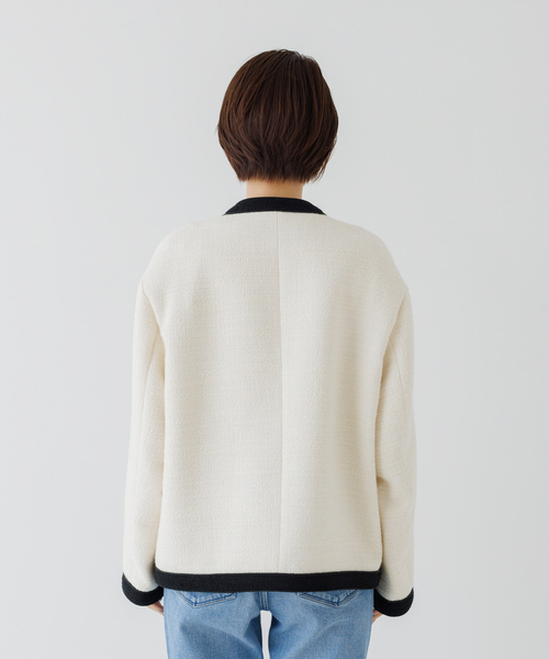 Rouge vif(ルージュヴィフ)の「ツィードジャケット(ノーカラージャケット・レディース・ホワイト/ブラック・フリー)」の8枚目の写真