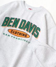BEN DAVIS/ベンデイビス ビッグシルエット カレッジロゴ 裏起毛 スウェットトレーナー