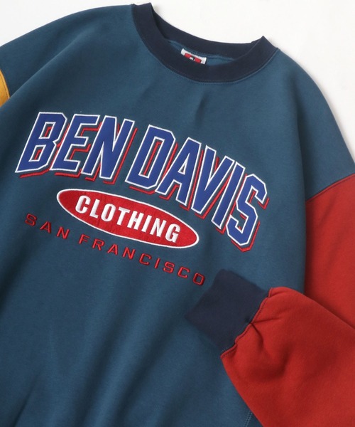 BEN DAVIS(ベンデイビス)の「BEN DAVIS/ベンデイビス ビッグシルエット カレッジロゴ 裏起毛 スウェットトレーナー(スウェット・レディース・ダークグリーン/ネイビー/オートミール/ブルーグリーン・M/L/XL)」の4枚目の写真