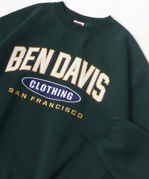 BEN DAVIS(ベンデイビス)の「BEN DAVIS/ベンデイビス ビッグシルエット カレッジロゴ 裏起毛 スウェットトレーナー(スウェット・レディース・ダークグリーン/ネイビー/オートミール/ブルーグリーン・M/L/XL)」の3枚目の写真