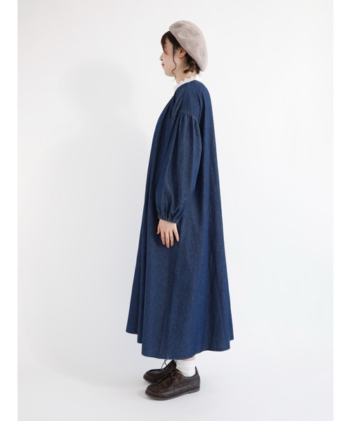 Samansa Mos2（サマンサ モスモス）の「デニム前後着ワンピース（ワンピース・レディース・ネイビー・ﾌﾘ-）」の6枚目の写真
