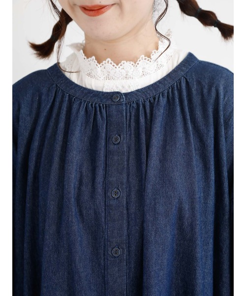 Samansa Mos2（サマンサ モスモス）の「デニム前後着ワンピース（ワンピース・レディース・ネイビー・ﾌﾘ-）」の8枚目の写真