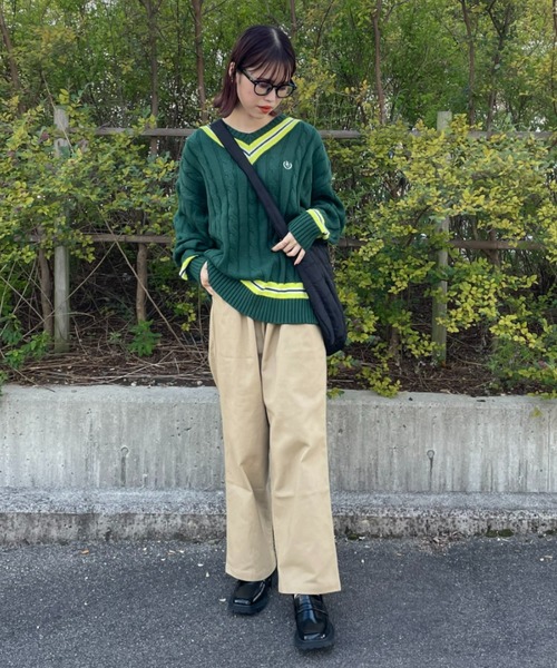 RODEO CROWNS WIDE BOWL(ロデオクラウンズワイドボウル)の「Private Ivy ワイドチノパンツ(チノパンツ・レディース・ダークグリーン/ベージュ/ネイビー・FREE)」の21枚目の写真