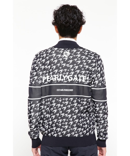 【PEARLY GATES】光栓ポリエステル フルジップニットジャケット ＜千鳥柄＞