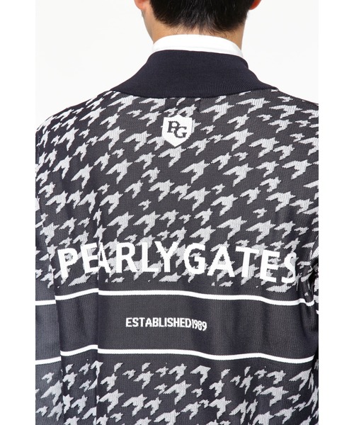 【PEARLY GATES】光栓ポリエステル フルジップニットジャケット ＜千鳥柄＞