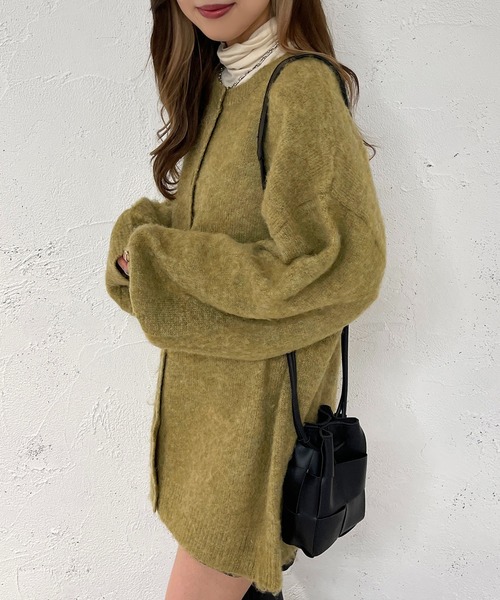 apres jour mignon(アプレジュールミニョン)の「メランジニット起毛カーディガン【ZOZOTOWN限定アイテム】(カーディガン/ボレロ・レディース・グリーン/ライトベージュ/オレンジ/パープル・フリー/X-LARGE)」の5枚目の写真