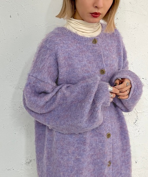 apres jour mignon(アプレジュールミニョン)の「メランジニット起毛カーディガン【ZOZOTOWN限定アイテム】(カーディガン/ボレロ・レディース・グリーン/ライトベージュ/オレンジ/パープル・フリー/X-LARGE)」の20枚目の写真