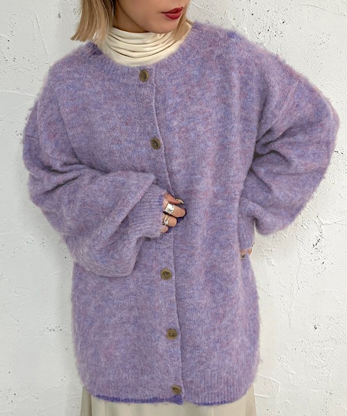 apres jour mignon(アプレジュールミニョン)の「メランジニット起毛カーディガン【ZOZOTOWN限定アイテム】(カーディガン/ボレロ・レディース・グリーン/ライトベージュ/オレンジ/パープル・フリー/X-LARGE)」の19枚目の写真