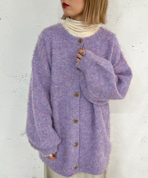 apres jour mignon(アプレジュールミニョン)の「メランジニット起毛カーディガン【ZOZOTOWN限定アイテム】(カーディガン/ボレロ・レディース・グリーン/ライトベージュ/オレンジ/パープル・フリー/X-LARGE)」の18枚目の写真