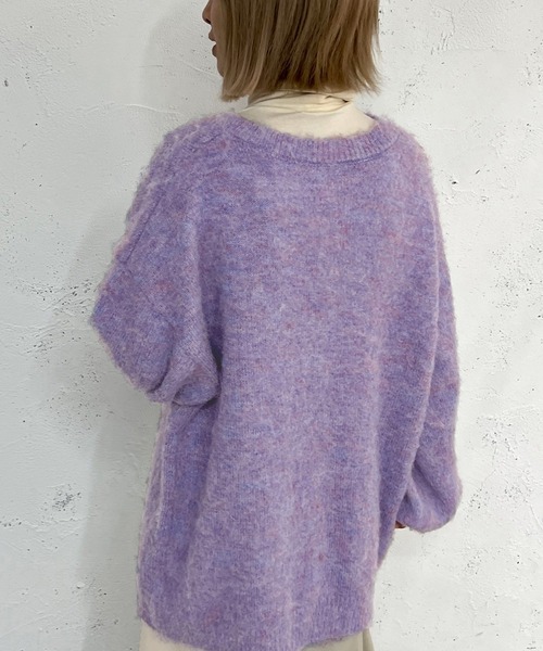 apres jour mignon(アプレジュールミニョン)の「メランジニット起毛カーディガン【ZOZOTOWN限定アイテム】(カーディガン/ボレロ・レディース・グリーン/ライトベージュ/オレンジ/パープル・フリー/X-LARGE)」の16枚目の写真