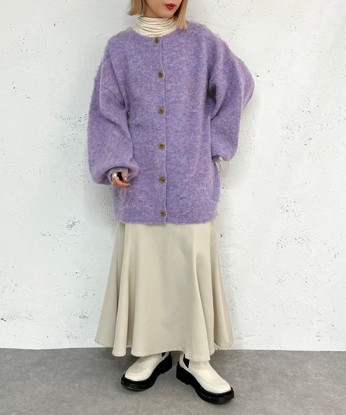 apres jour mignon(アプレジュールミニョン)の「メランジニット起毛カーディガン【ZOZOTOWN限定アイテム】(カーディガン/ボレロ・レディース・グリーン/ライトベージュ/オレンジ/パープル・フリー/X-LARGE)」の15枚目の写真