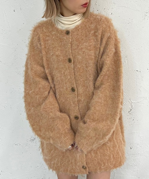 apres jour mignon(アプレジュールミニョン)の「メランジニット起毛カーディガン【ZOZOTOWN限定アイテム】(カーディガン/ボレロ・レディース・グリーン/ライトベージュ/オレンジ/パープル・フリー/X-LARGE)」の13枚目の写真