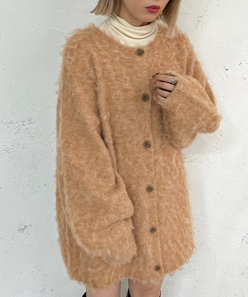 apres jour mignon(アプレジュールミニョン)の「メランジニット起毛カーディガン【ZOZOTOWN限定アイテム】(カーディガン/ボレロ・レディース・グリーン/ライトベージュ/オレンジ/パープル・フリー/X-LARGE)」の12枚目の写真