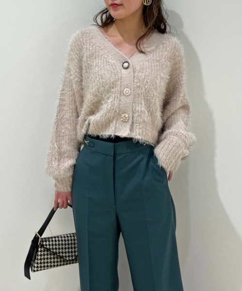 LILY BROWN（リリーブラウン）の「【LILY BROWN Lingerie × gelato pique】ビジューショートカーデ（カーディガン/ボレロ・レディース・ベージュ・FREE）」の14枚目の写真