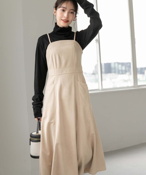 fifth（フィフス）の「【スタッフレコメンド】スエードキャミワンピース（ワンピース・レディース・ブラック/ベージュ・M）」の2枚目の写真