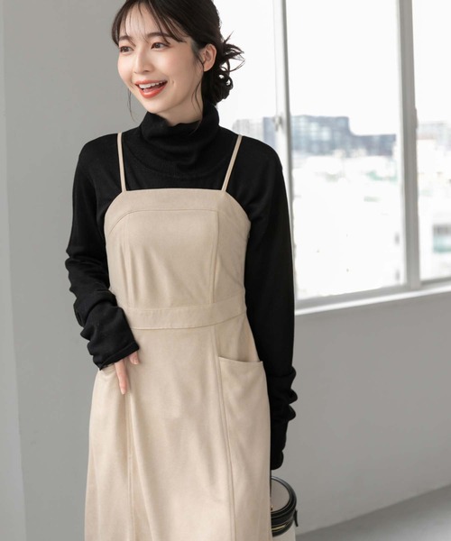 fifth（フィフス）の「【スタッフレコメンド】スエードキャミワンピース（ワンピース・レディース・ブラック/ベージュ・M）」の3枚目の写真