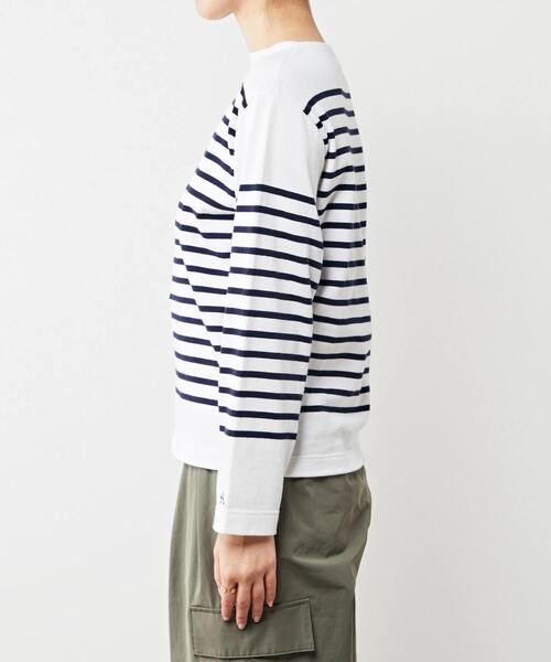 Armor lux（アルモーリュックス）の「Armor-lux /別注パネルボーダー ルーズフィットブルトンシャツ（Tシャツ/カットソー・レディース・ブルー/ネイビー・1/2）」の4枚目の写真