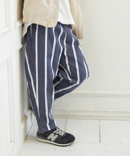 MAKE YOUR DAY（メイクユアデイ）の「ストライプ柄イージーパンツ■80～140cm（その他パンツ・キッズ・ブルー/ベージュ・90/100/110/120/130/140/80）」の2枚目の写真