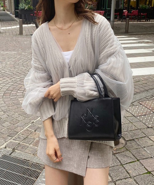 one after another NICE CLAUP(ワンアフターアナザーナイスクラップ)の「チュール重ねロングカーディガン(カーディガン/ボレロ・レディース・アイボリー/レモンイエロー/ライトグレー・FREE)」の7枚目の写真