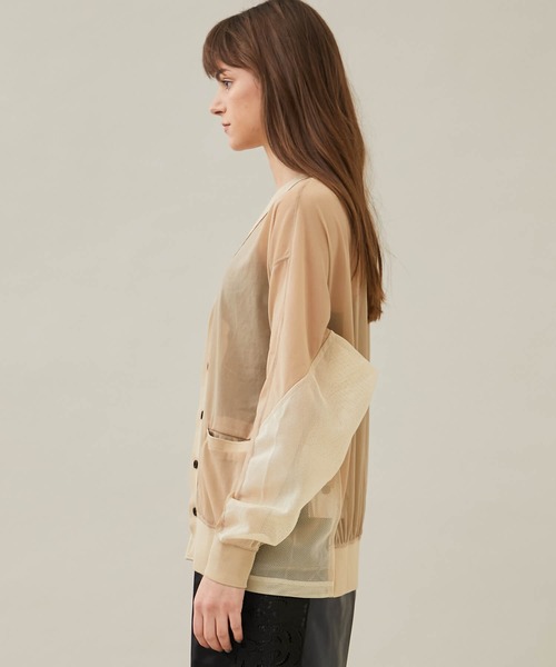 mame【超美品】TOGA PULLA トーガ　シアーコンビカーディガン TOGA（トーガ） カーディガン 「TOGA PULLA/トーガプルラ」Wool knit