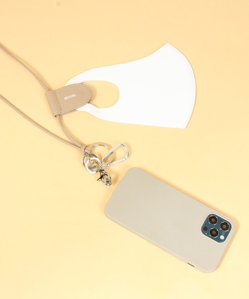 Beau're（ヴュレ）の「BEAURE ヴュレ カウレザー モバイル＆マスクストラップ ショルダー（スマホグッズ・レディース・ベージュ/ブラック/シルバー/ブルー系その他/ライラック/ペールイエロー・FREE）」の18枚目の写真