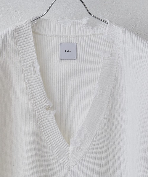 Lui's（ルイス）の「ダメージVネックニットベスト（ベスト・メンズ・ブラック/ブルー/オフホワイト・FREE）」の10枚目の写真