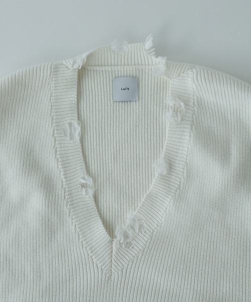 Lui's（ルイス）の「ダメージVネックニットベスト（ベスト・メンズ・ブラック/ブルー/オフホワイト・FREE）」の11枚目の写真