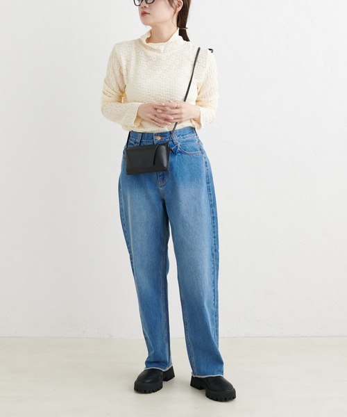 PUAL CE CIN(ピュアルセシン)の「ストレートデニムパンツ(デニムパンツ・レディース・インディゴブルー/ブラック・FREE)」の4枚目の写真