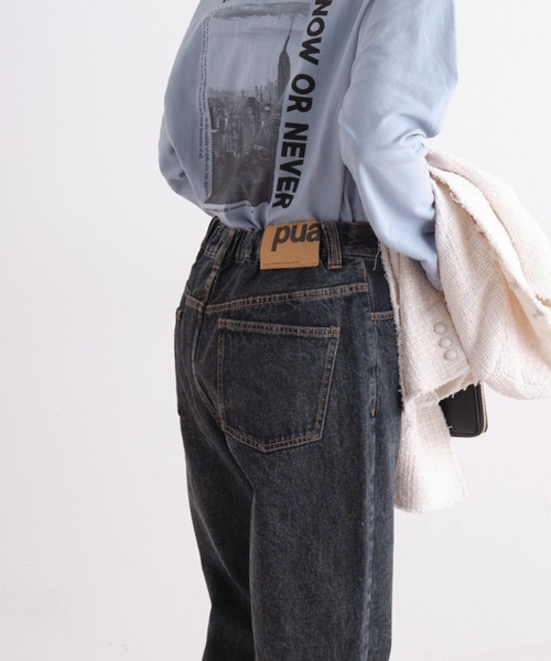 PUAL CE CIN(ピュアルセシン)の「ストレートデニムパンツ(デニムパンツ・レディース・インディゴブルー/ブラック・FREE)」の3枚目の写真