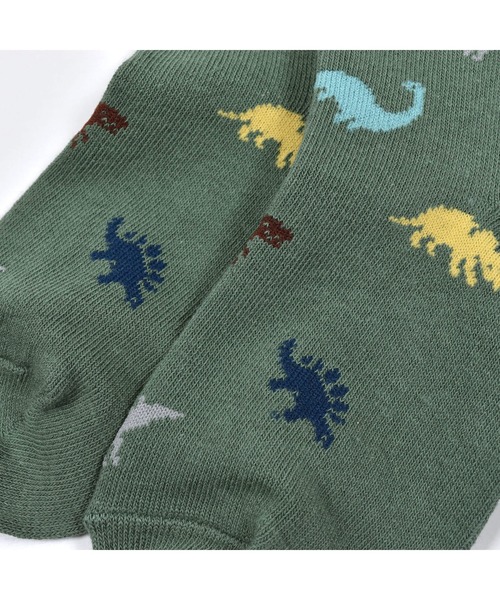 SLAP SLIP(スラップスリップ)の「SLAPSLIP/くるま恐竜いぬ総柄+ワンポイントソックス2点セット(13~21cm)(ソックス/靴下・キッズ・イエロー/ベージュ/ホワイト・13/16/19)」の6枚目の写真