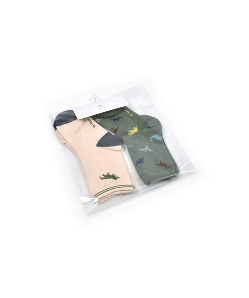 SLAP SLIP(スラップスリップ)の「SLAPSLIP/くるま恐竜いぬ総柄+ワンポイントソックス2点セット(13~21cm)(ソックス/靴下・キッズ・イエロー/ベージュ/ホワイト・13/16/19)」の13枚目の写真