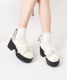 リボン付き厚底パンプス