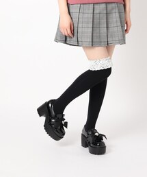 リボン付き厚底パンプス