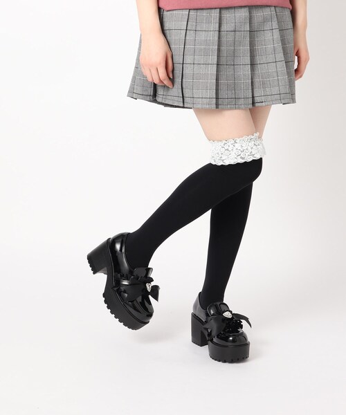cs T&P(シーエスティーアンドピー)の「リボン付き厚底パンプス(パンプス・レディース・ピンク系6/ホワイト系2/ブラック系1・S/M/L/LL)」の1枚目の写真